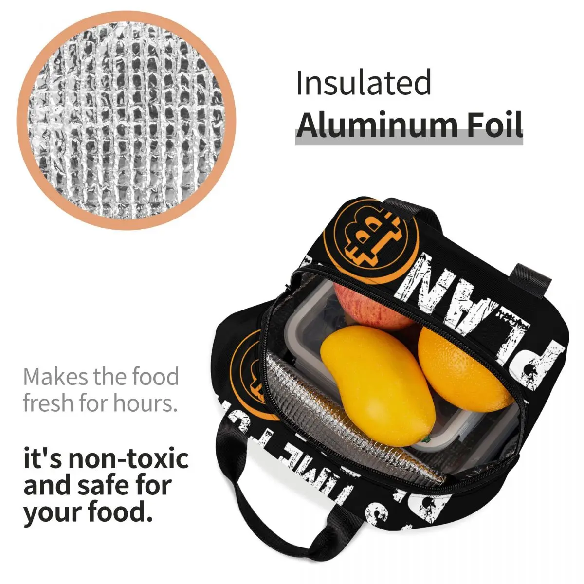 حان الوقت لخطة بيتكوين حقيبة الغداء المرأة العملة المشفرة Blockchain المحمولة برودة الحرارية معزول علب الاغذية حقيبة الغذاء المدرسية