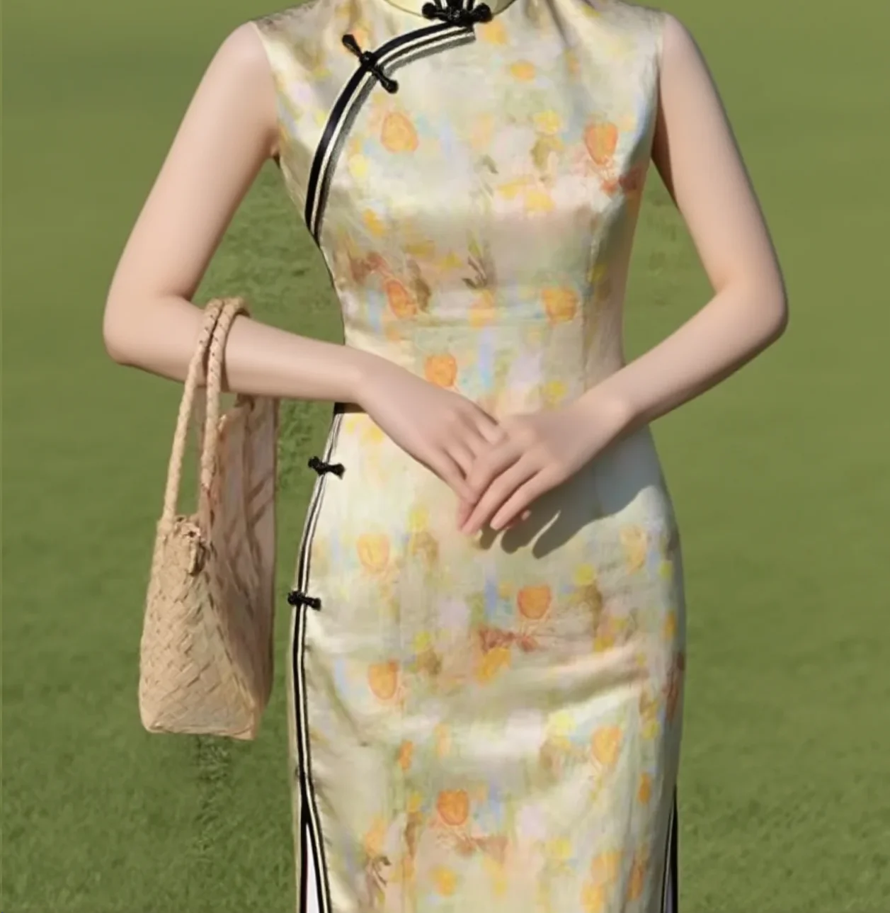 

High quality natural ramie linen digital printed women's summer hand-stitched rice fabric fabric robe clothing wholesale 2024