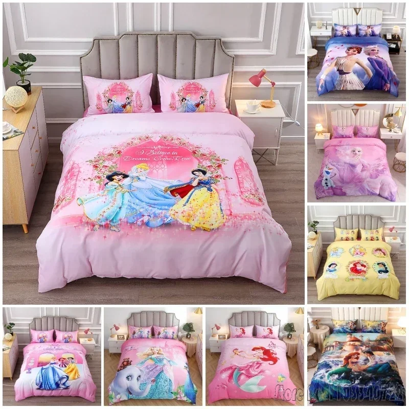 Disney Cinderella Jasmine Princess Snow White Bedding Sets Duvet Cover Set HD Comforter Cover for Kids Bedclothes Bedroom Decor