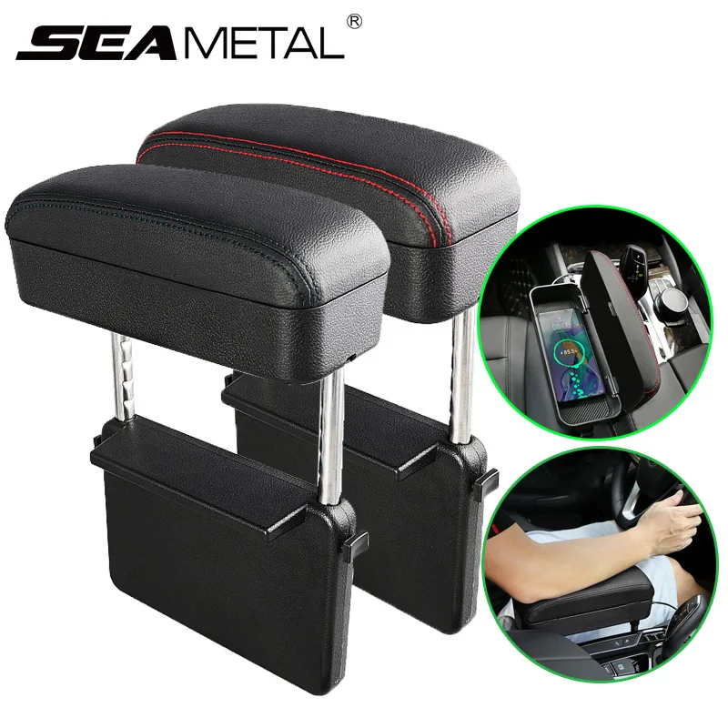 SEAMETAL Car Arm Rest Box Center Console Extender Armrest Seat Gap Organizer Adjustable Height Universal Auto Elbow Support