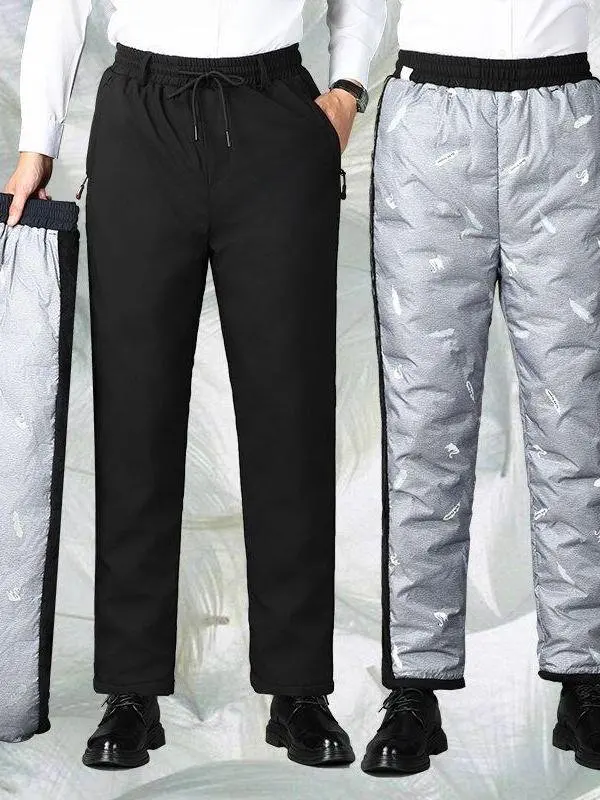 

New Faionable Dad Thiened Winter Cotton Pants Elastic Waist Outdoor Casual Harlan Trousers for Middle-Aged Men