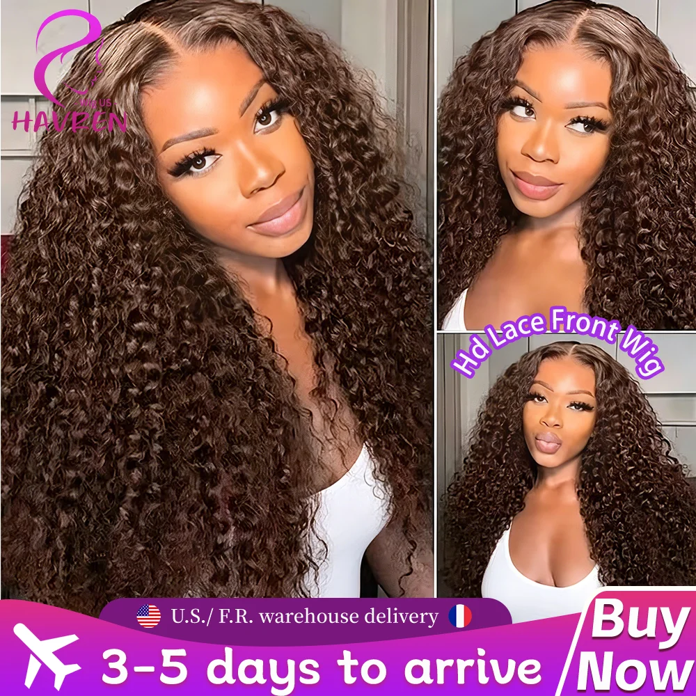 

Deep Wave Chocolate Brown Human Hair Wig 13x4 13x6 HD Lace Frontal Wig 30 32 Inch 200 Density Water Wave Lace Front Wig Pre Plucked