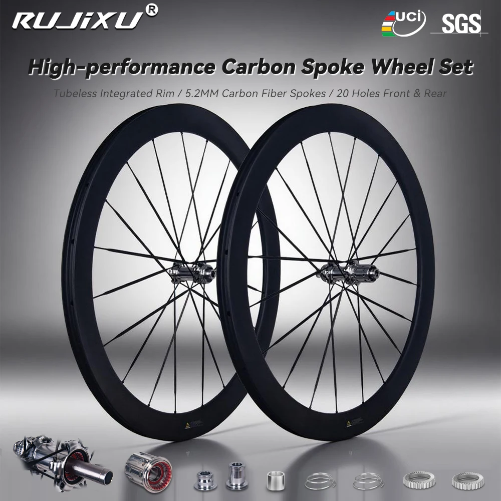 

1100g Super Light 60T Ratchet 700c 5.2mm Carbon Spoke Wheels Disc Brake Gozone Paintless UCI 28mm Road Bicycle Wheelset