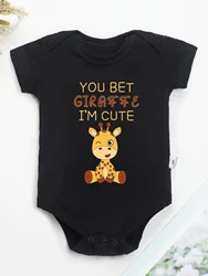 Cute Baby Boy Girl Clothes Cartoon Giraffe Print Kawaii Harajuku Summer Toddler Jumpsuit High Quality Cotton Infant Onesies