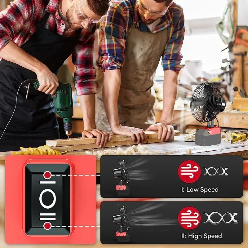 

Беспроводной вентилятор для Milwaukee, аккумулятор 18 В, портативный вентилятор для электроинструмента, 2-скоростной уличный вентилятор для кемпинга, использование для 48-11-1835 48-11-1890