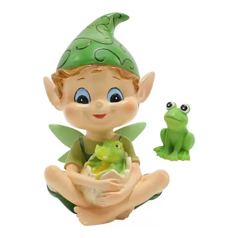 

Creative Cartoon Elf Frog Statue Funny Handmade Garden Elf Decor Resin Crafts Frog Figurine Fairy Garden