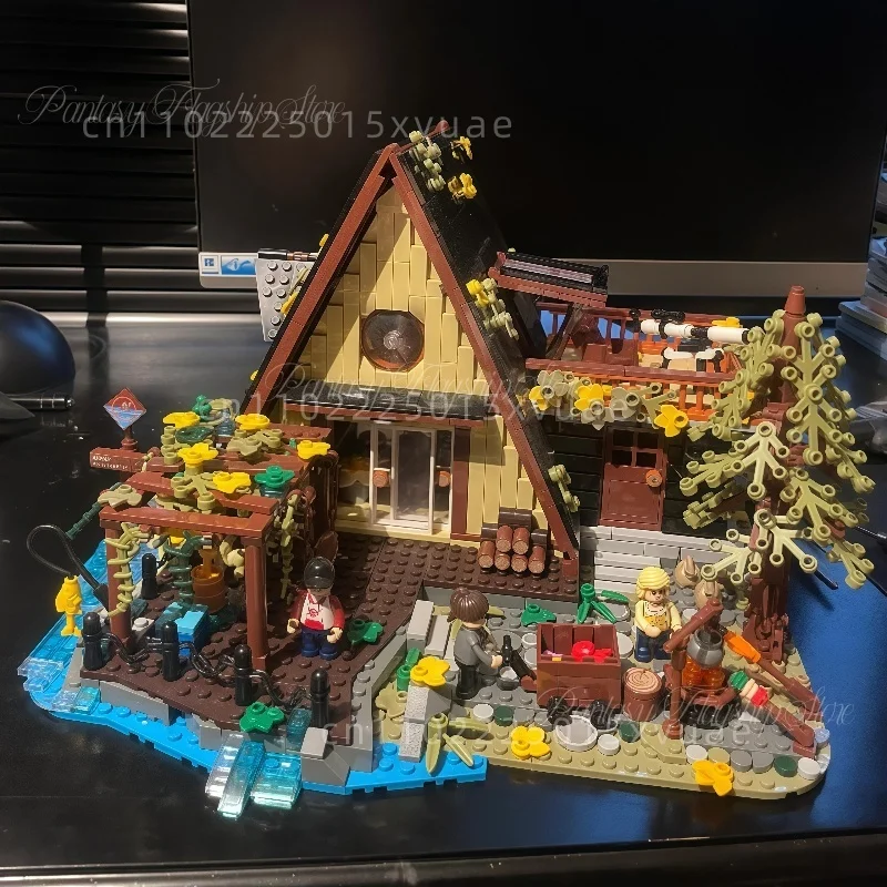 

New A-frame House Building Blocks with Lighting Assembled Toys Model Desktop Decoration Collect Children's Christmas Gift