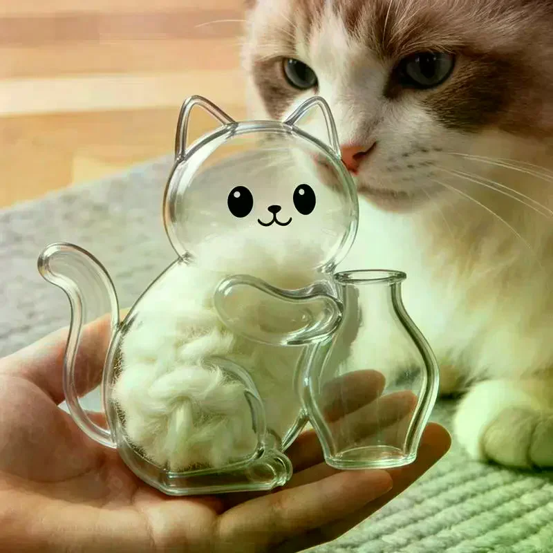 Cat Hair Storage Refrigerator Magnets Pet Fur Keepsake Capsule DIY Souvenirs Cat Whiskers Collector Fridge Magnet Transparent