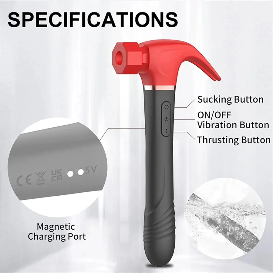 G Spot Vibrators 4 In 1 Magic Wand Hammer Sucker Vibration Sucking Telescopic Dildo Vibrator Waterproof Sex Toys For Woman