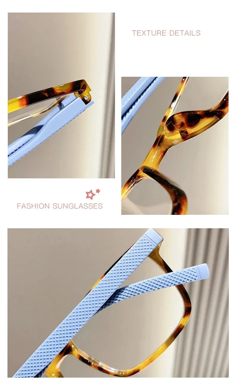 Übergroße quadratische Lesebrille für Damen, blaues Licht blockierend, großer Rahmen, hochwertige Presbyopie-Brille, Dioptrien 0 ~ + 3,5 Gafas – Detail 2