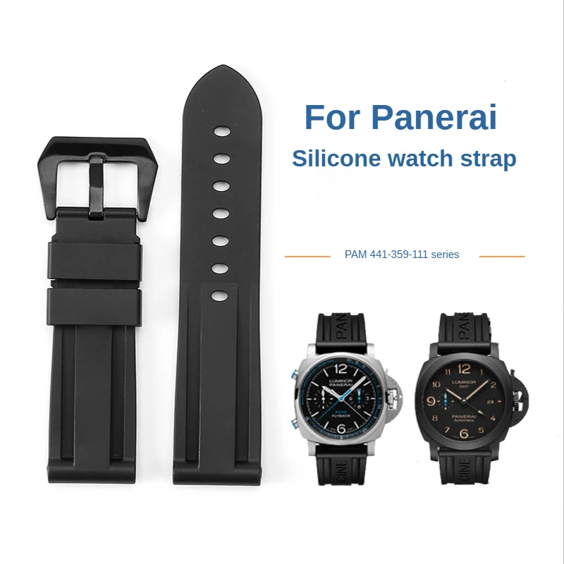 High Quality Natural Waterproof Rubber 24mm Accessories for Panerai Pam441 359 111 Series with Tool Fillister Replace Watchband