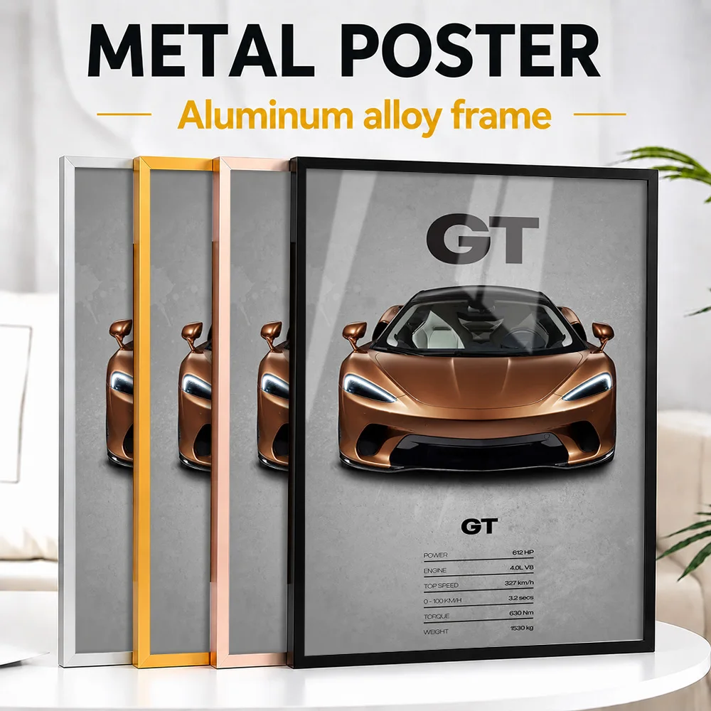 United Kingdom GT Car Specifications Framed Aluminum Metal Poster Customized Photo Sleek Performance Style Wall Art For Garage