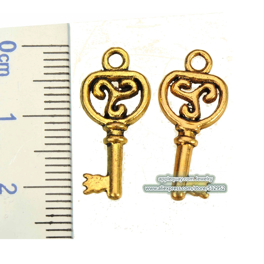 100pcs Charms To Make Bracelets Clothes Components Earring Handmade Costume Keys Antique Gold Metal Jewelry Fittings Necklaces