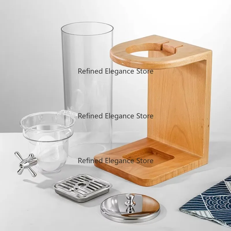 Dual‑bin Wooden Dry Grain Storage Dispensing Container For Restaurant Dry Food Organizing