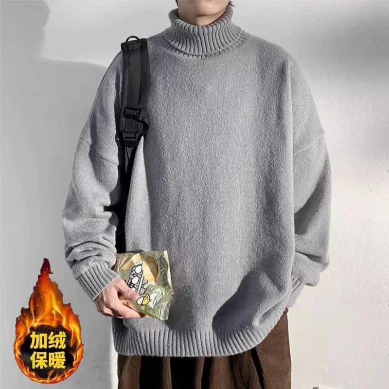 

Turtleneck Sweater Men's Winter Korean Style Trendy Personality Inner Layering Sweater Knitted Sweater Warm Top