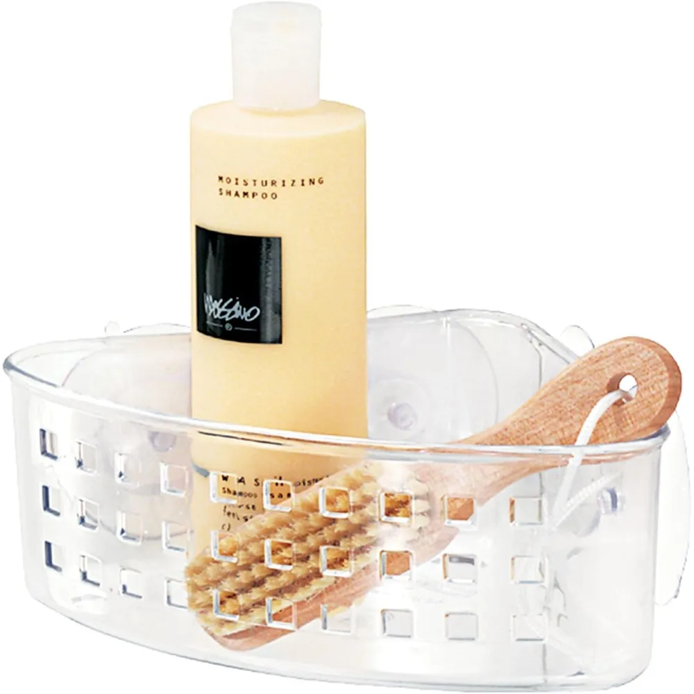 

Idesign пластиковая присоска, угловая корзина для душа для хранения в ванной комнате - прозрачная - сделано в США