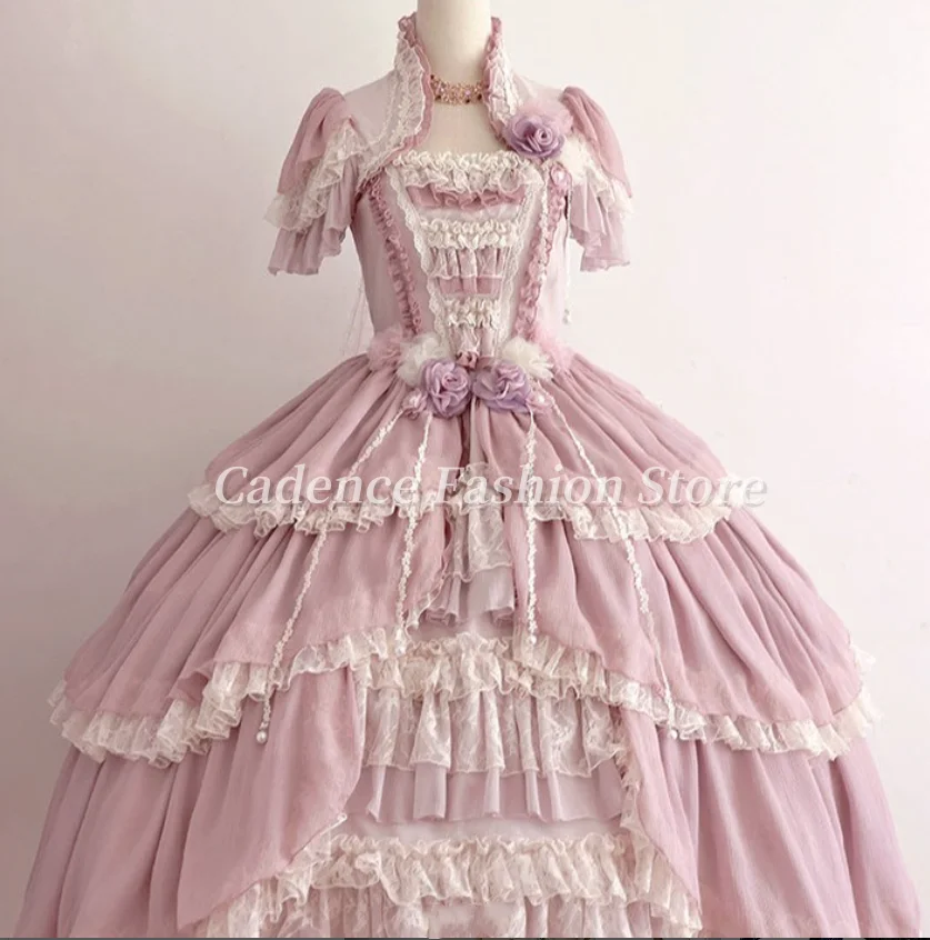 Customized  Luxury Lolita Victorian Opera Ball Gowns Corset Layered Lace Lace Cake Dresses Sweetheart Evening Gowns Party Dress