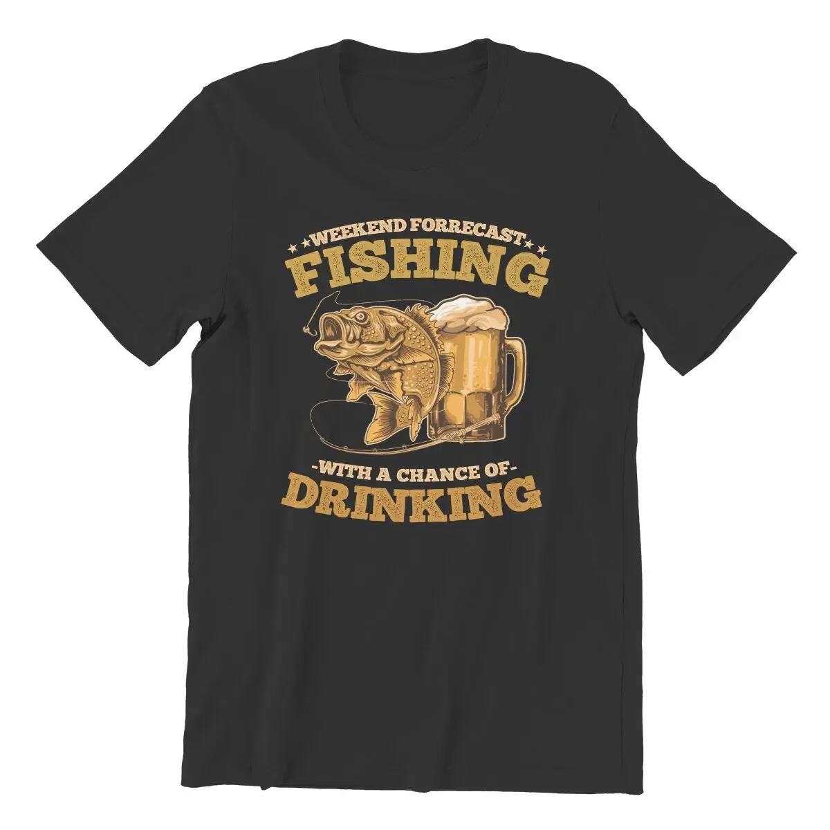 Weekend Forecast Fishing with a Chance of Drinking Funny Fisherman  Classic T Shirt for Men  100% Cotton Tee Plus Size Clothing