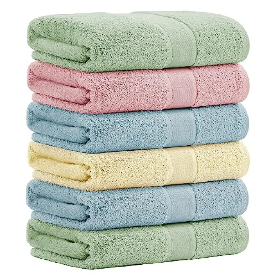 

Viscose from Bamboo and Cotton Bath Towels Set of 6- ch Ultra Soft Highly Absorbent Large Shower Towels for Bathroom Spa and Gy