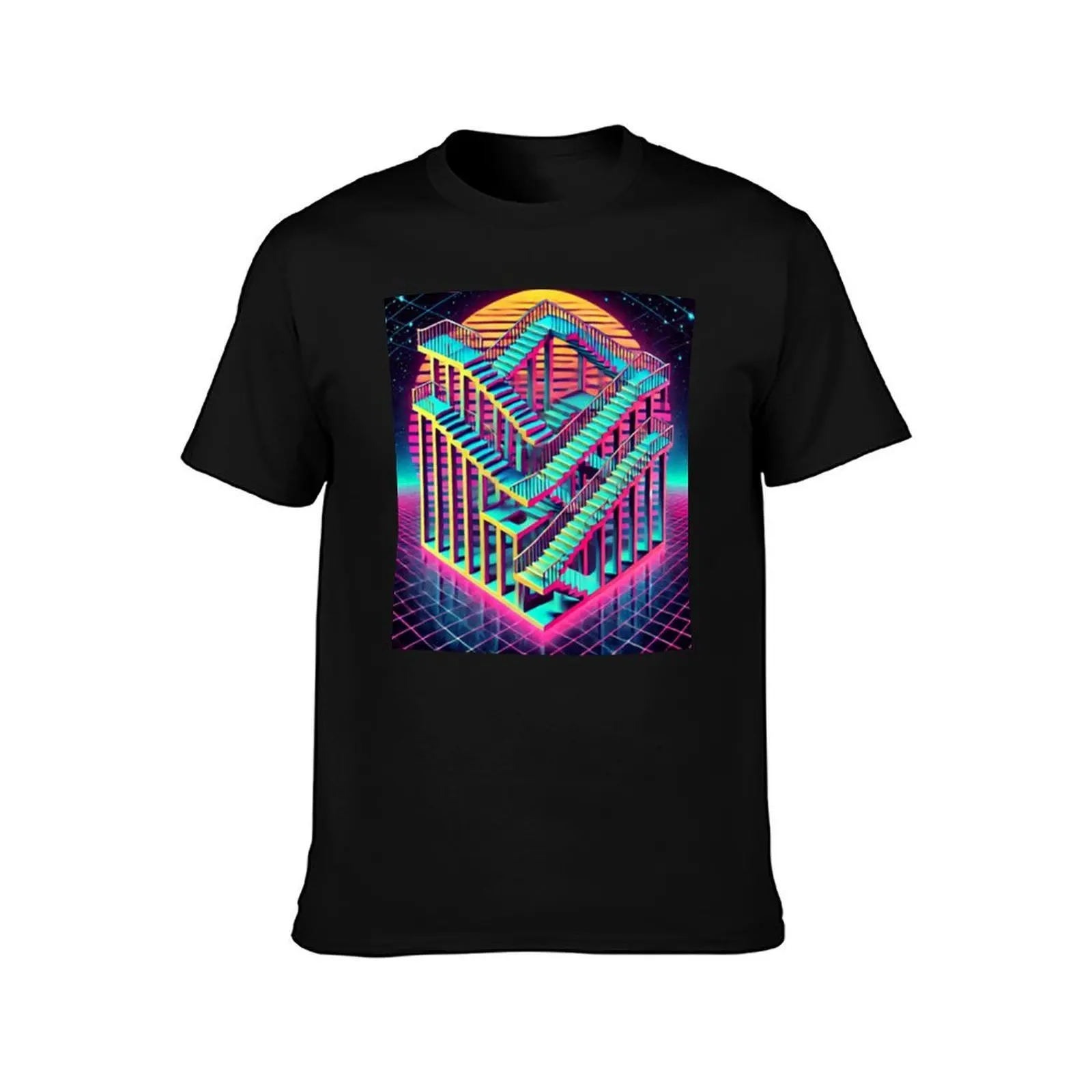 Retro Illusions: An 80s Escher Tribute T-Shirt man t shirt luxury T-Shirt