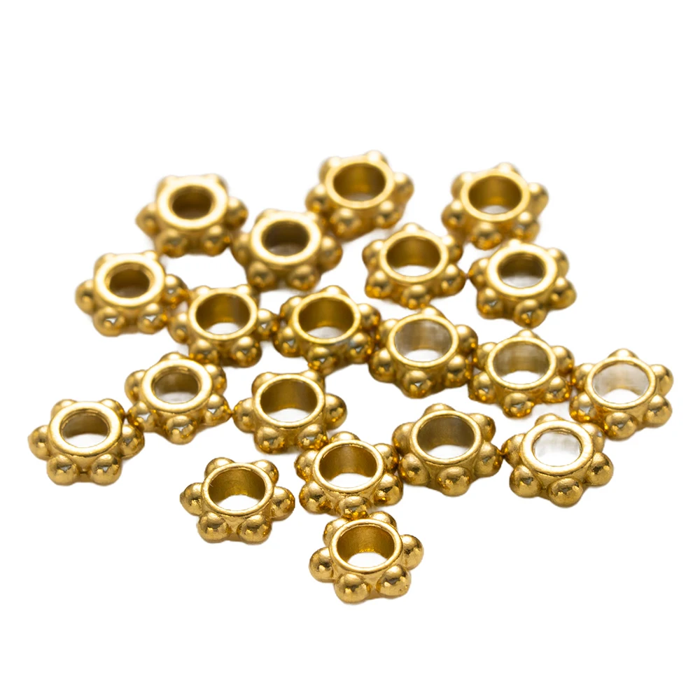 20pcs Stainless Steel Flat Round Spacer Beads For Bracelet Jewelry Gold Loose Beads DIY Jewelry Findings Handmade Accessories view 6