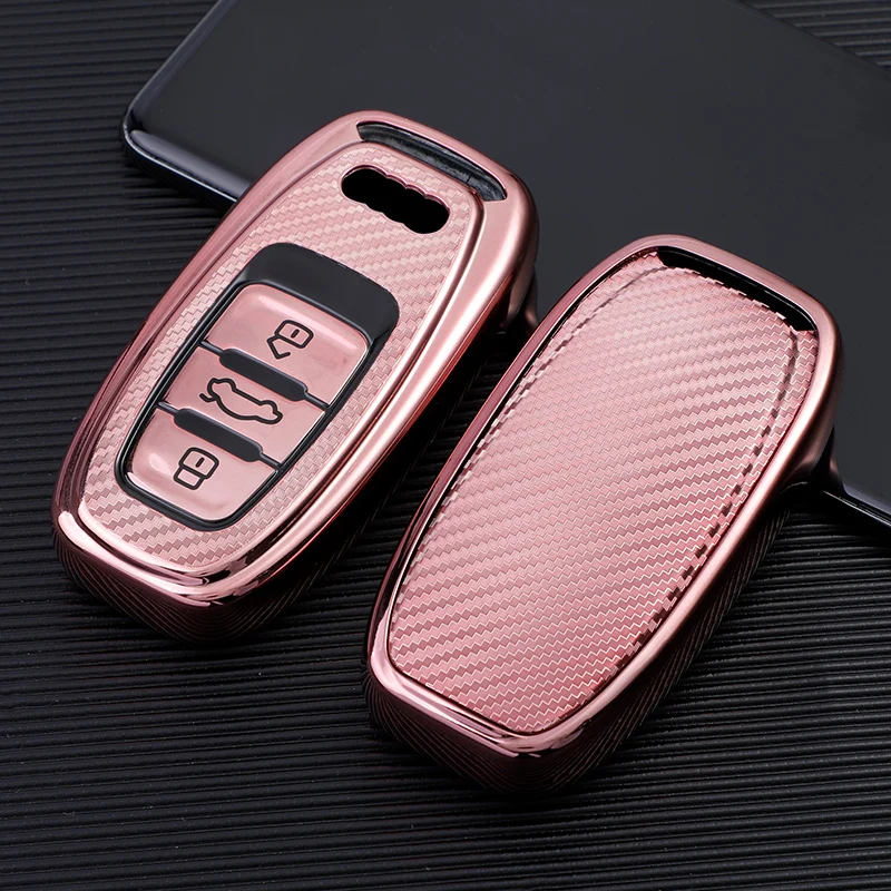 TPU Car Key Case Cover Shell For Audi A1 A3 A4 A6 A5 A7 A8 Q5 S4 S5 S6 B7 B8 Q7 TT Keyless Fob Holder Accessories
