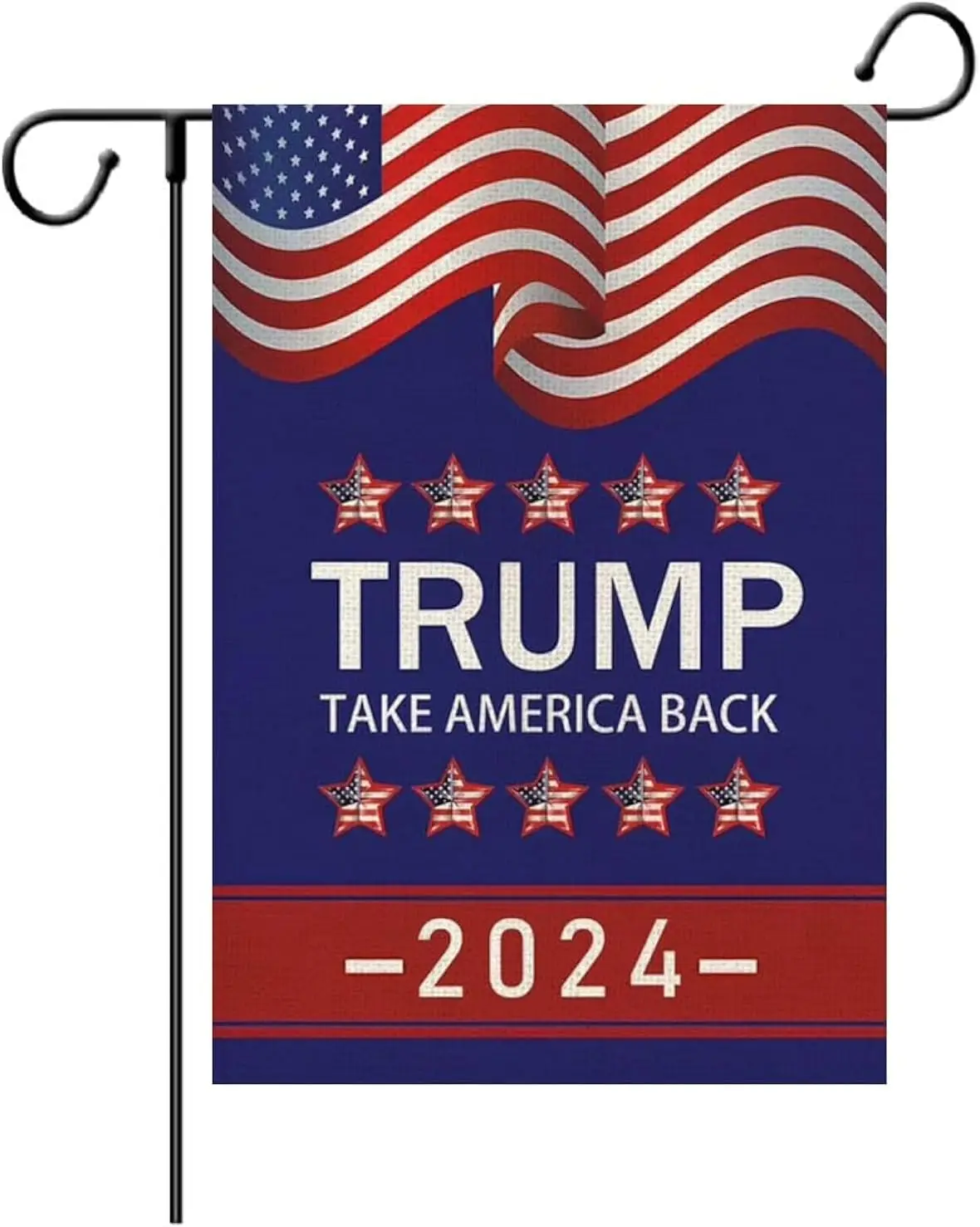 Trump 2024 Garden Flag Take America Back 12.5 x 18 Inch USA Flag Decorative Double Sided Burlap Flag for Farmhouse Yard Outdoor