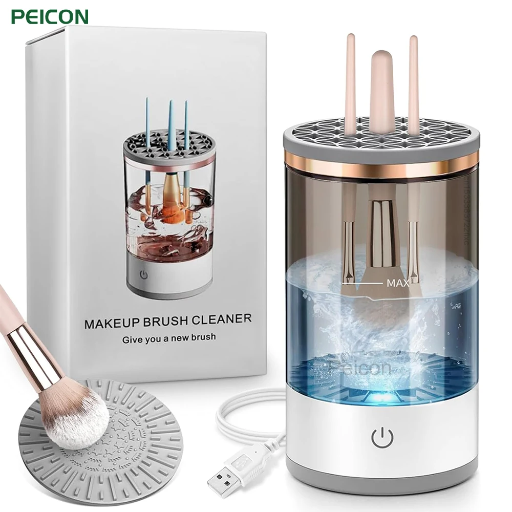 Makeup Brush Cleaner 3in1 Automatic Spinner Makeup Brush Stand Lazy Cleaning Brush Washer Quick Dry Make Up Brush Cleaning Tools