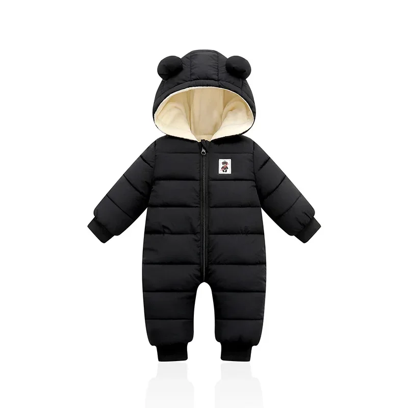 Baby Clothes Winter Thick Warm Jumpsuit Infant Rompers Hooded Outdoor Clothing Warm Down Jacket Baby Casual Jumpsuits