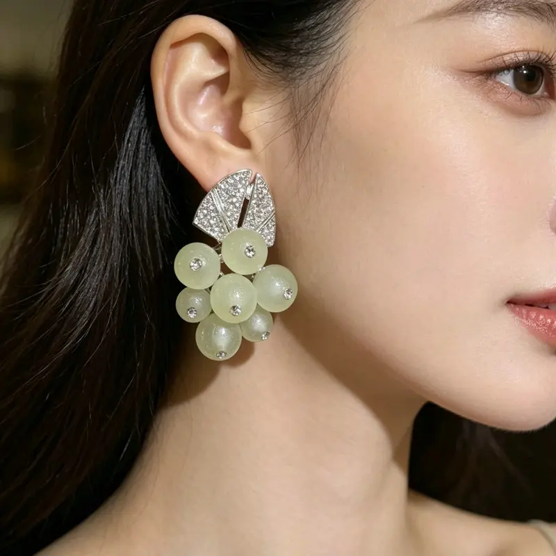 Bilincolor Green Grape Fashion Earring for Women Stylish Accessory