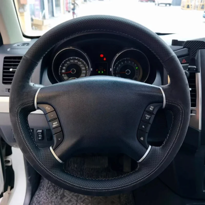 

Hand-Sewn Customized Suede Car Steering Wheel Pajero V93 V97 V87 Montero Car Interior Accessories For Mitsubishi Pajero