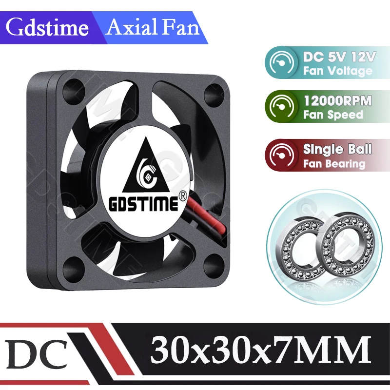 

Вентилятор Gdstime 3007, 5В/12В, 30ммx7мм, бесшумный, ультратонкий, 3см, для ноутбуков, видеорегистраторов, диффузоров, увлажнителей