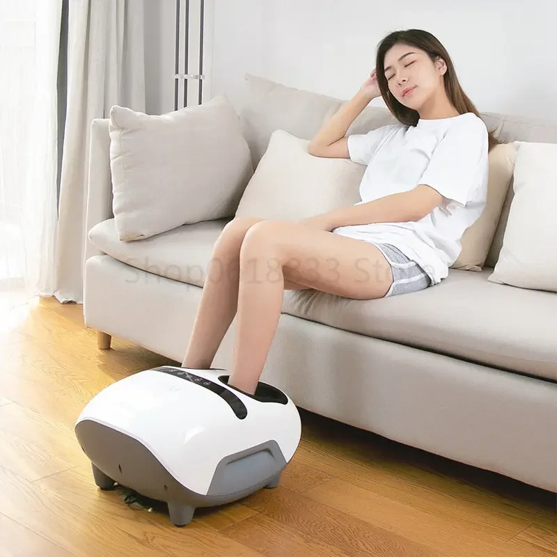 220V Electric Foot Massager Machine Electric Antistress 3D Shiatsu Kneaded Infrared Heating Air Pressure Foot Care Machine Relax