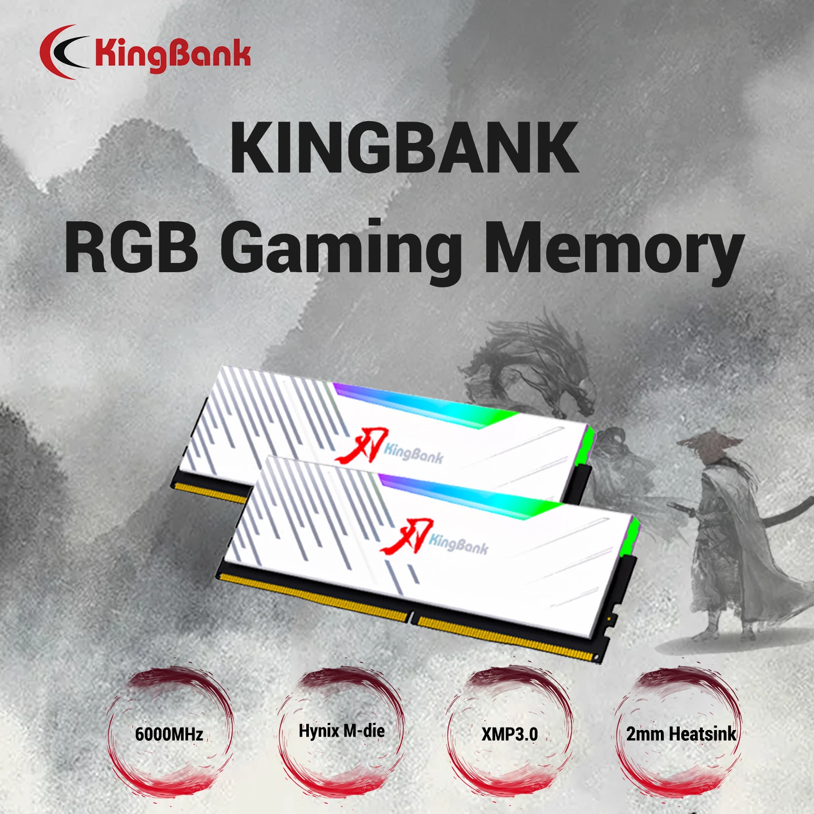 KingBank brand series DDR5 RGB RAM Memory DDR5 RAM PC 16GBx2 6000MHz RAM for Desktop White Hynix Chip CL30