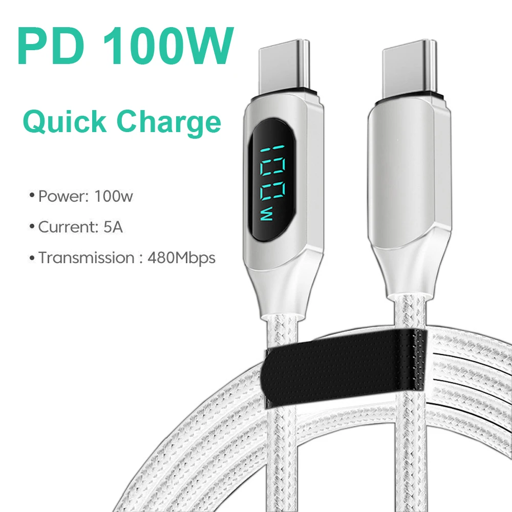 

100W 1m/2m Type C to Type C PD Fast Charging Quick Charger USB C to USB C Display Cable For iphone Xiaomi Huawei Data Cord Wire