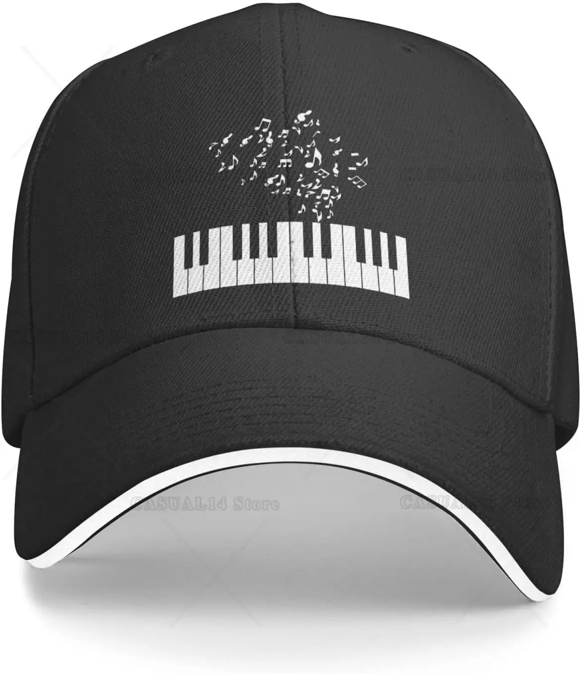 

Unisex Piano Music Note Baseball Cap Adjustable Musical Trucker Hat for Women Men One Size Caps for Men Women