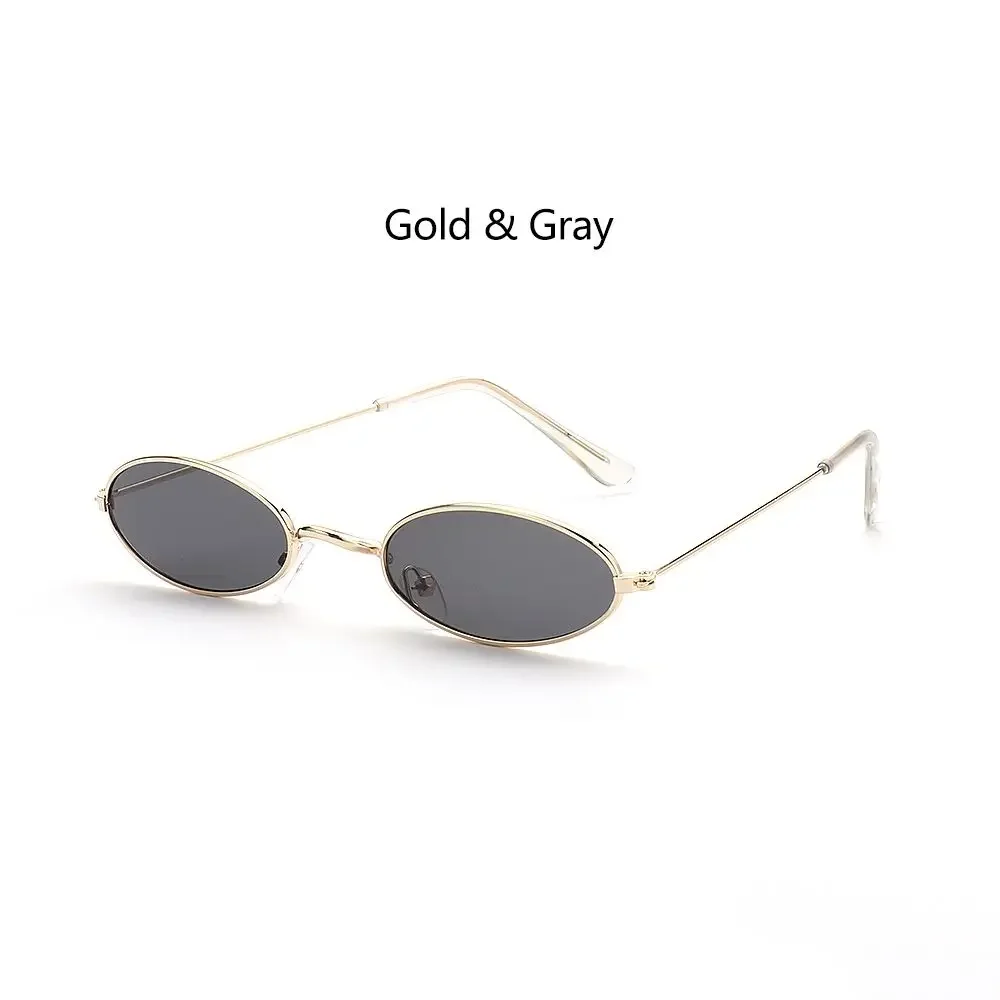 European and American Small Frame Elliptical Sunglasses Metal Ocean Lenses Sunglasses Trendy Street Photography Fashionable