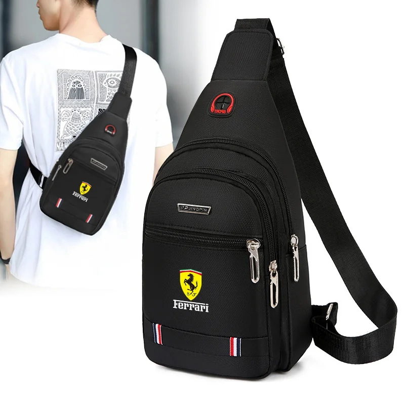 Sac à bandoulière de loisirs avec emblème de voiture pour hommes, sacoche de poitrine pour Ferrari Roma 488 Portofino F8 F1 Roma Spider SF90 Superfast