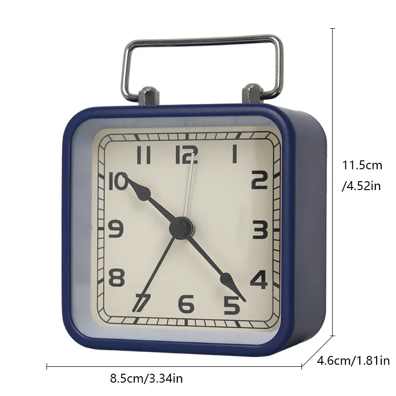 1PC metal square small alarm clock Desktop silent clock Student bed sleep luminous quartz table clock.