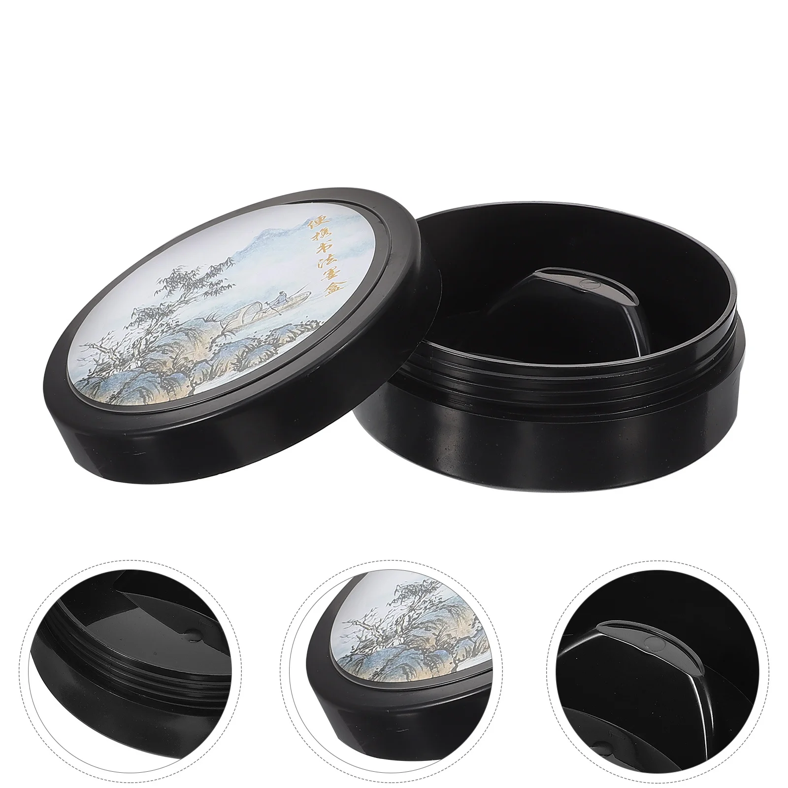 

Plastic Inkslab for Calligraphy and Painting Smooth Non-Slip Surface Lightweight Lidded Ink Well Dish for Writing Grinding
