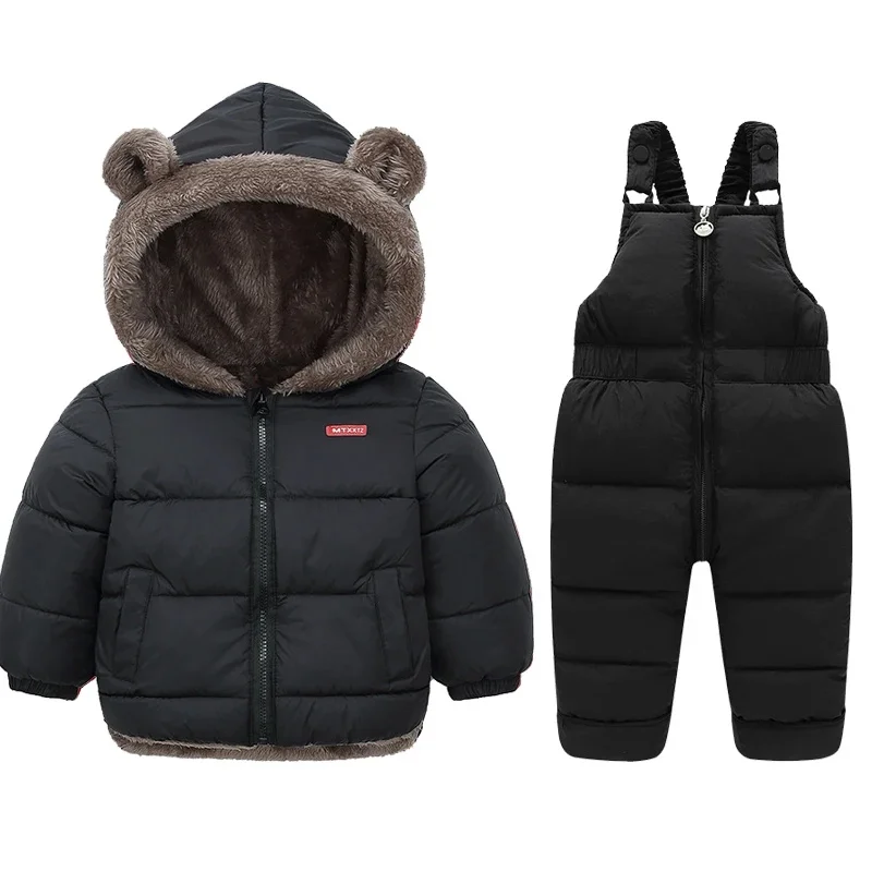 

Children Winter Clothing Sets Baby Lamb Fleece Coats+Down Pants 2Pcs Boys Girls Thicken Warm Casual Hooded Clothing Outfits
