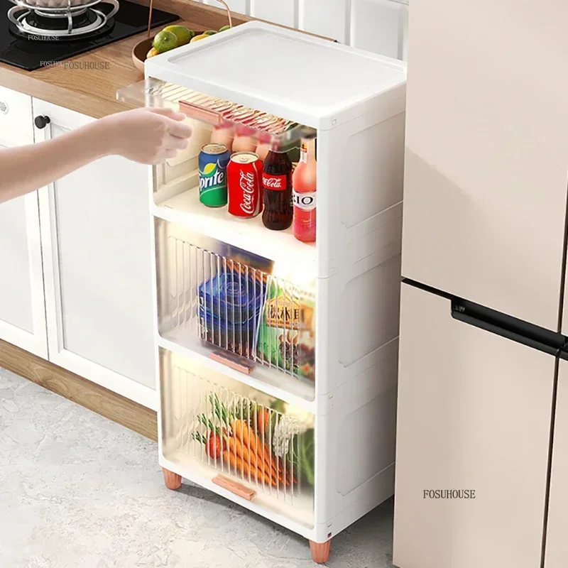 new Home Kitchen Furniture Minimalist Kitchen Cabinets Multi-layer Pot Cupboard Kitchen Cabinet Floor Flip Snack Storage Cabinet