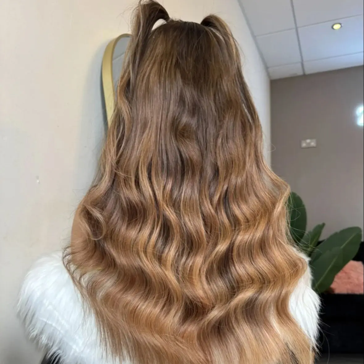 

24 Inches loose Deep Wave Glueless Wigs Synthetic Hair Costume Woman Ombre Dark Chestnut Brown 13*4 HD Transparent Lace Wigs