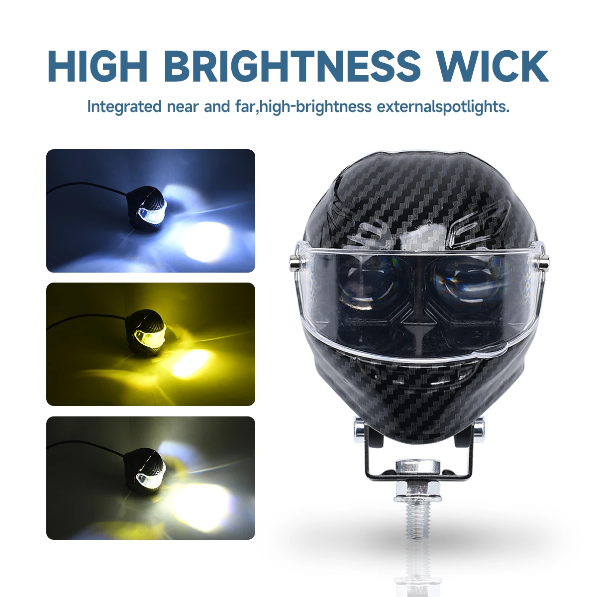 Helmet Shape Motorcycle LED Auxiliary Spotlight White Yellow Fog Light 12V Waterproof Driving Lamp for Motorbike Scooter ATV