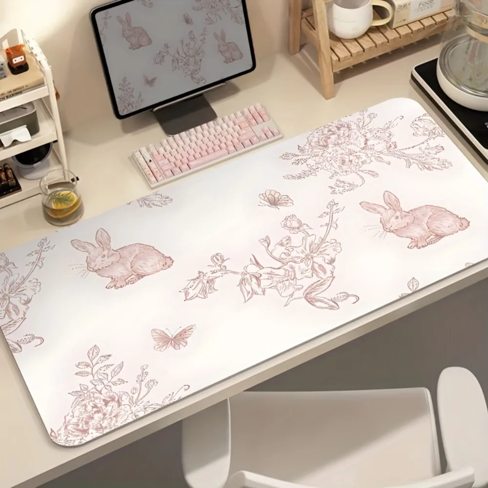 Simple Rabbit Flower Pattern Mouse Pad and Keyboard Pad - Anti-slip Rubber Bottom alfombrillas gaming mouse pad grande