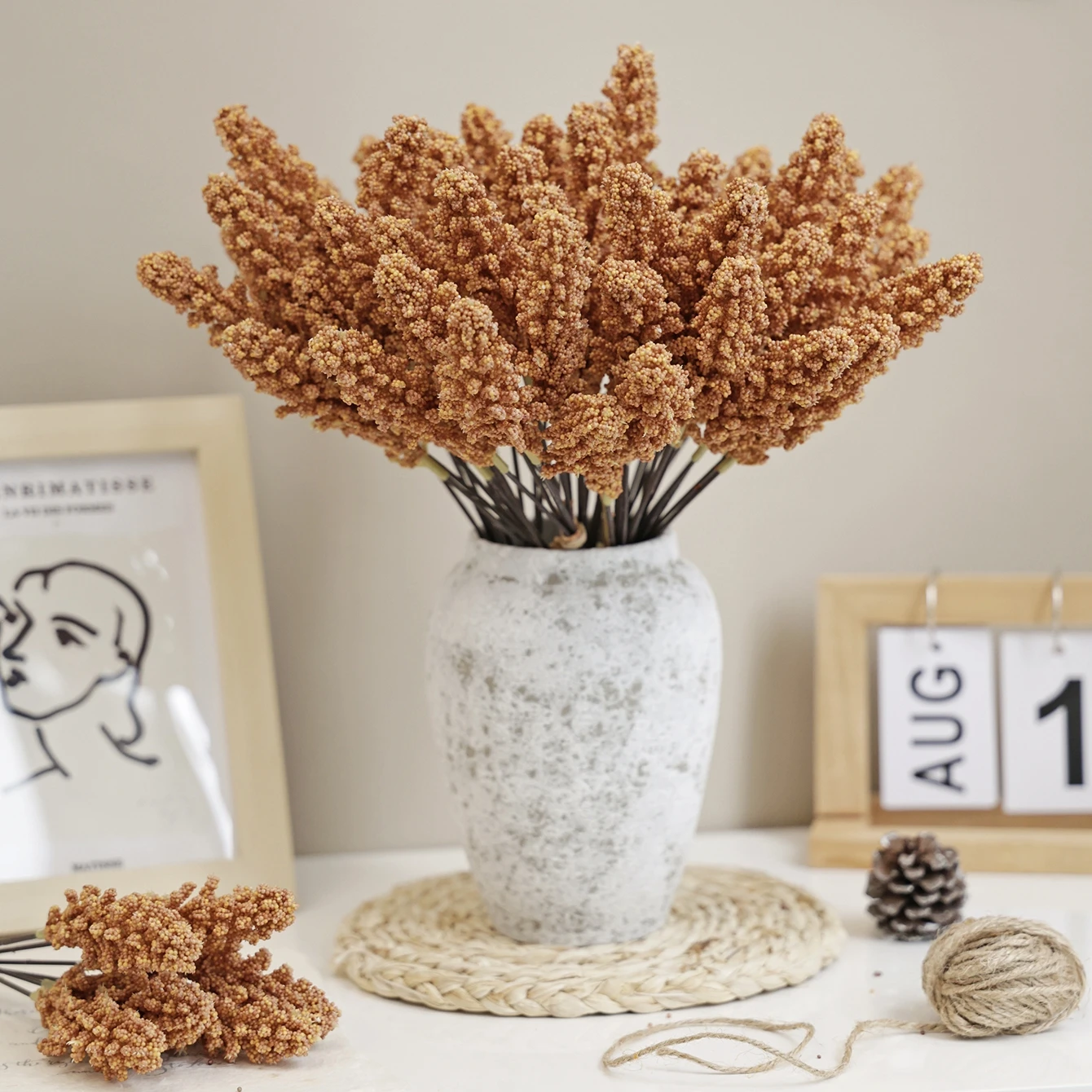 Artificial Silk Earhead Plant Wedding Bouquet Autumn Decoration Holiday Outdoor Garden Party Balcony Doorway DIY Ornamental Gift