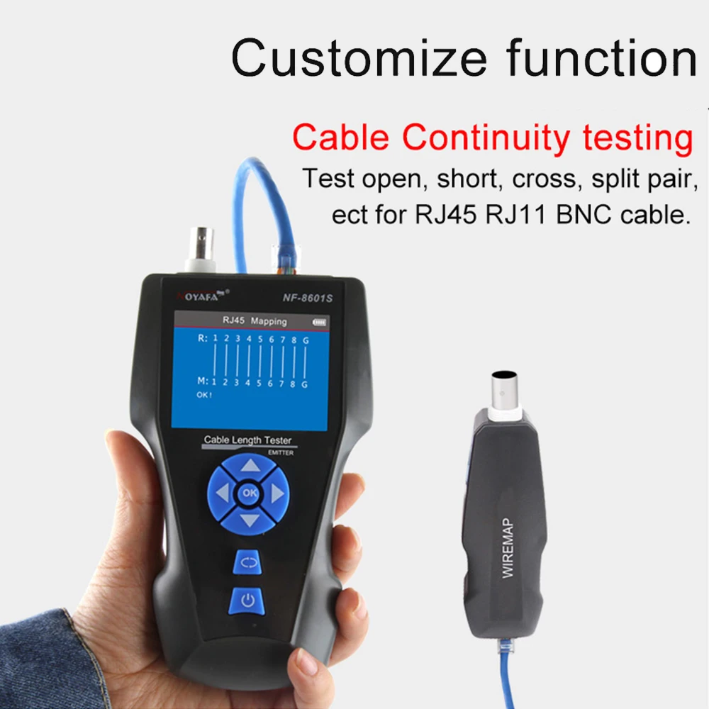 NOYAFA NF-8601S Network Cable Tester Multifunction TDR Measure Length With PoE/PING/Port Flash Function Voltage Wiremap Detector