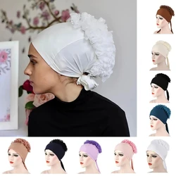 Moda muzułmańska kobiety hidżab szalik rozciągliwy turban Bonnet wiązanie na plecach objętość podszalik z pałąkiem na głowę indyjska opaska na głowę