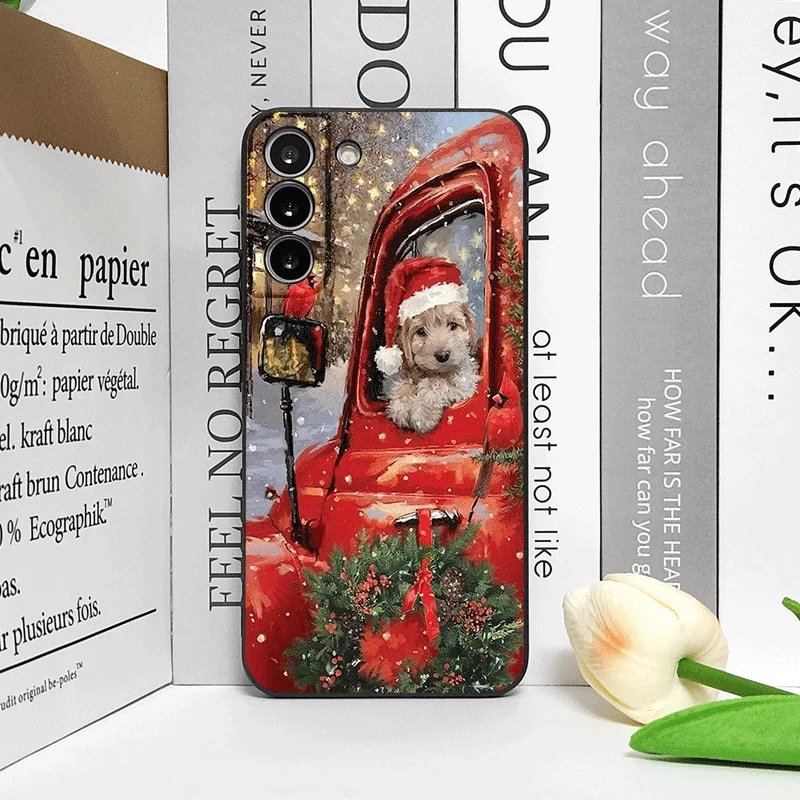 クリスマスのトラックと漫画の犬柄の携帯電話ケース、モトローラモトエッジ50、フュージョン40、30、ネオG34、G24、E14、G75、G85、G54 5G用ソフトカバー