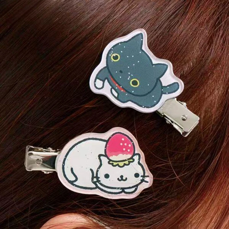 2Pcs Kawaii Tarepanda Animal Hair Clips Monokuro Boo Cartoon Seal Panda Cat Frog Acrylic Barrettes Anime Hair Accessories